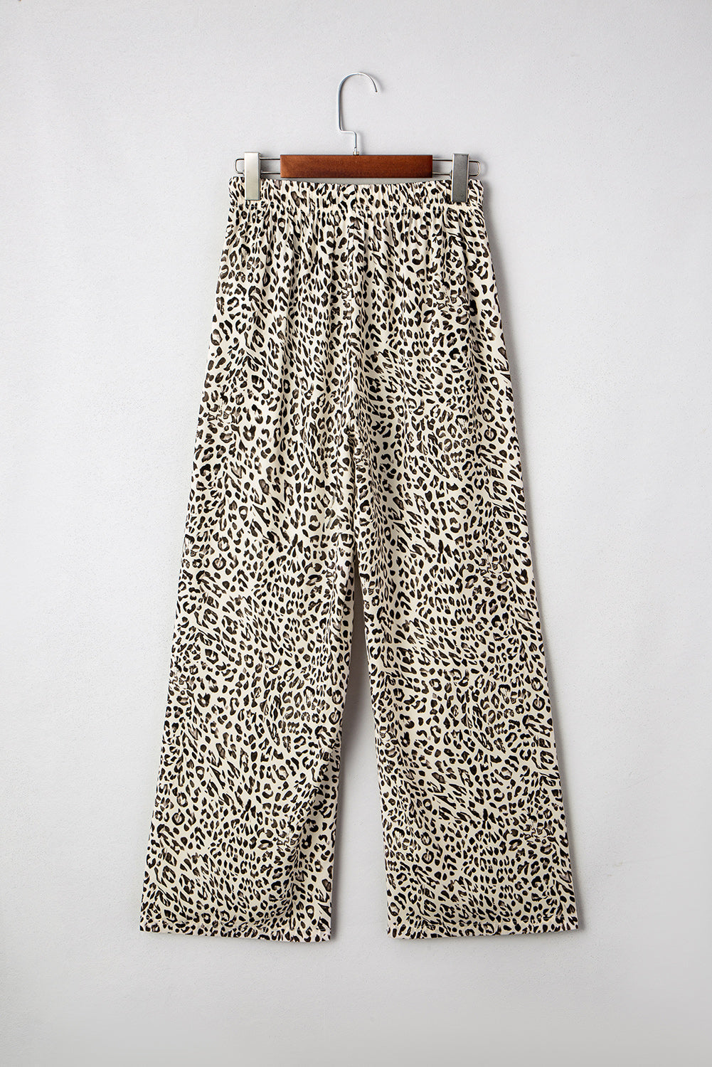 Threaded Pear Mabel Leopard Drawstring Elastic Waistband Loose Pants