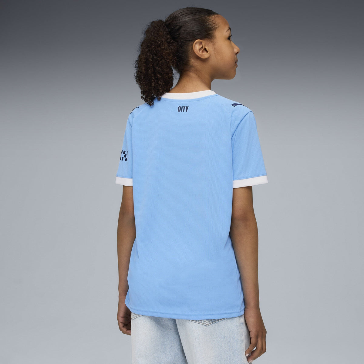 Puma Youth Manchester City Home Crew Neck Short Sleeve Replica Jersey - Light Blue