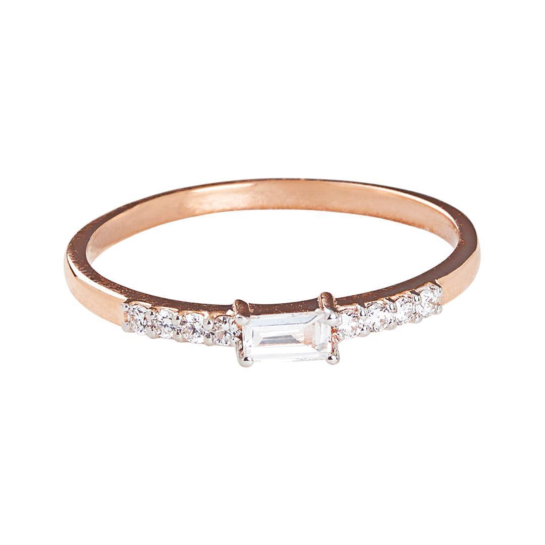 Diamond Baguette Engagement 10kt Rose Gold Ring