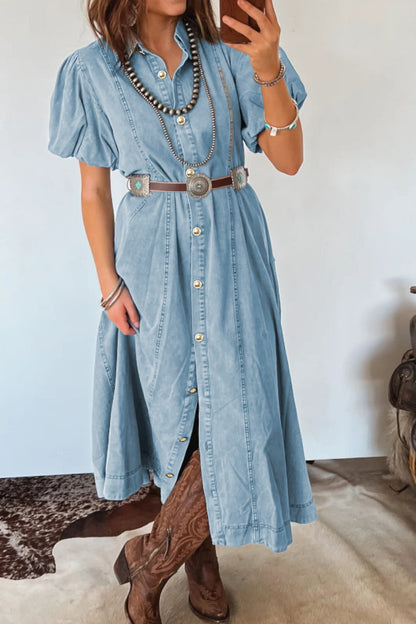 Shiloh Bubble Sleeve Long Dress