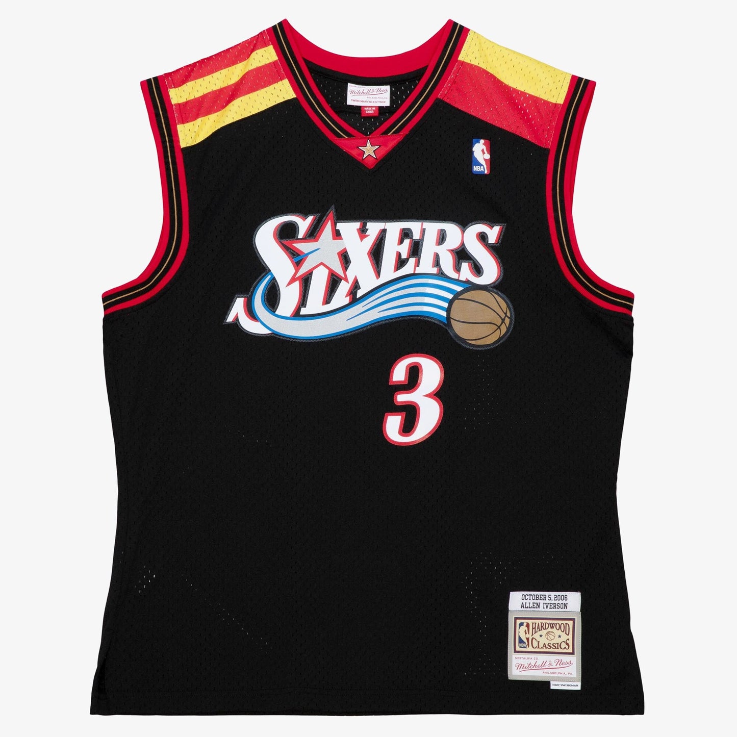 Men's Mitchell & Ness Alt Spain Jersey 76Ers 2006 Allen Iverson