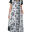 Black White Mixed Floral Stripe Print