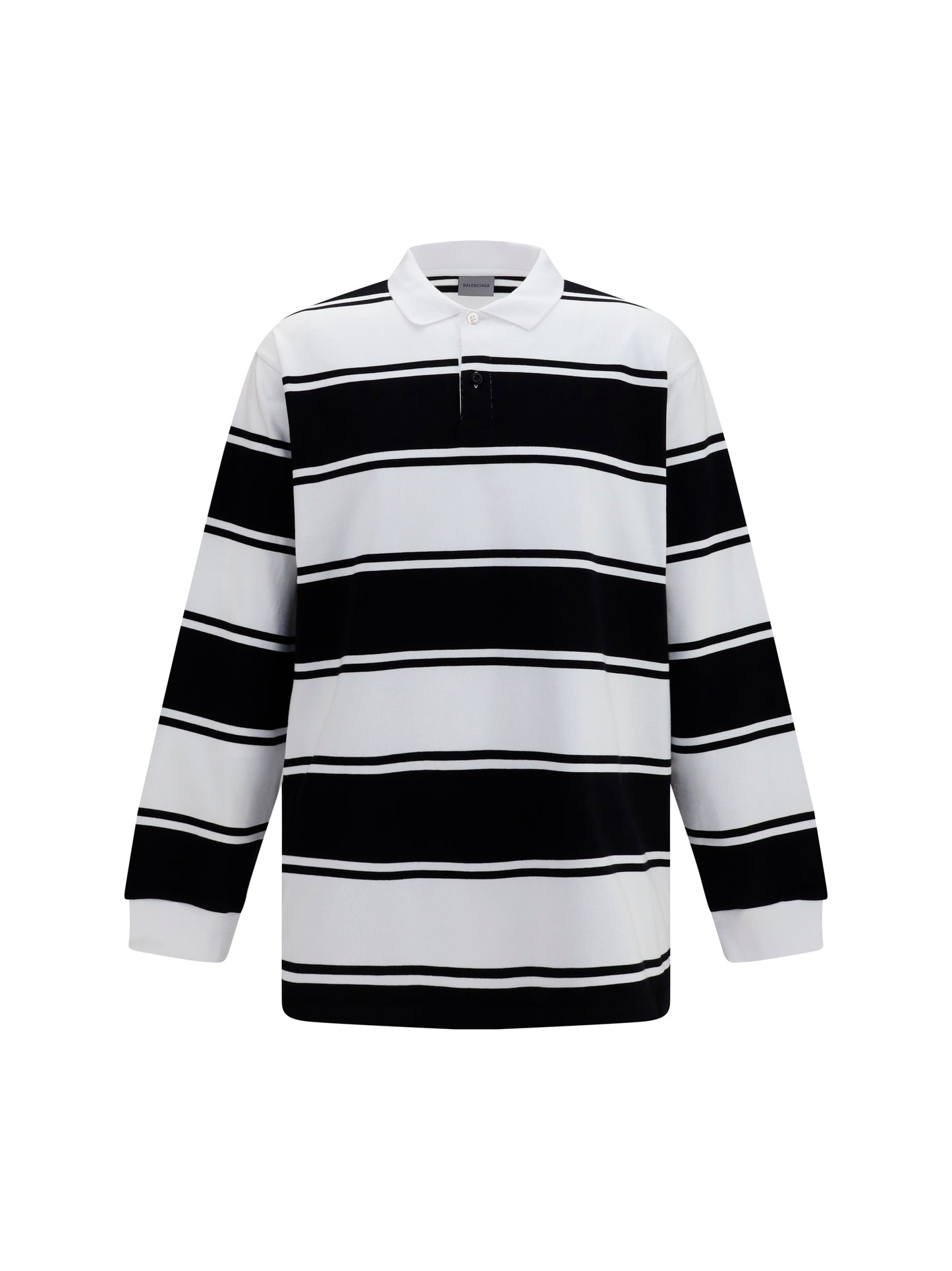Polo Shirt Long-Sleeve Striped Black/White