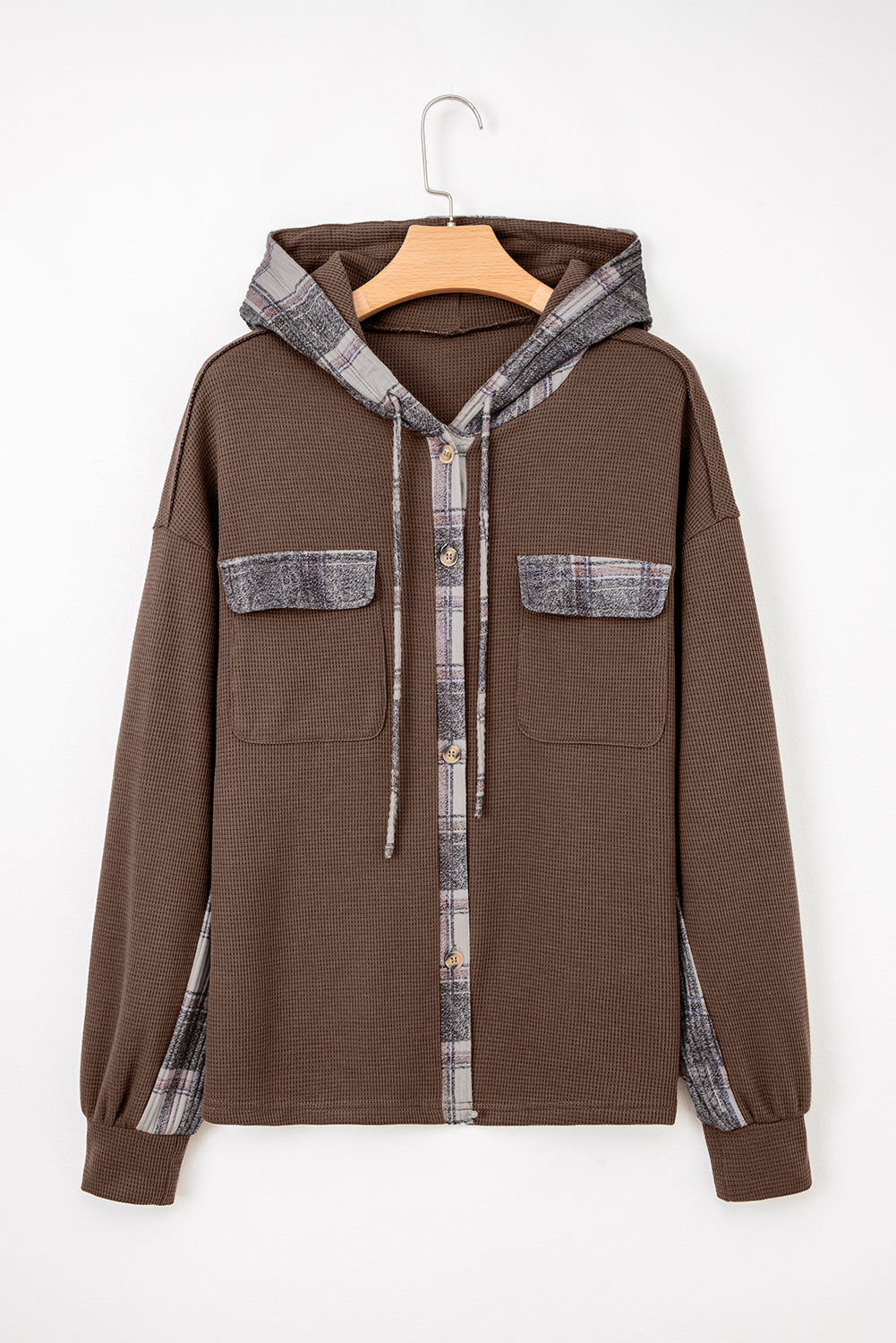 Threaded Pear Marceline Down Drawstring Hooded Shacket
