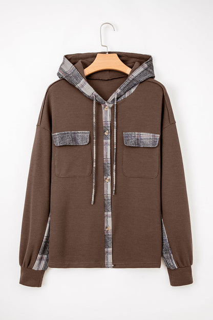 Threaded Pear Marceline Down Drawstring Hooded Shacket