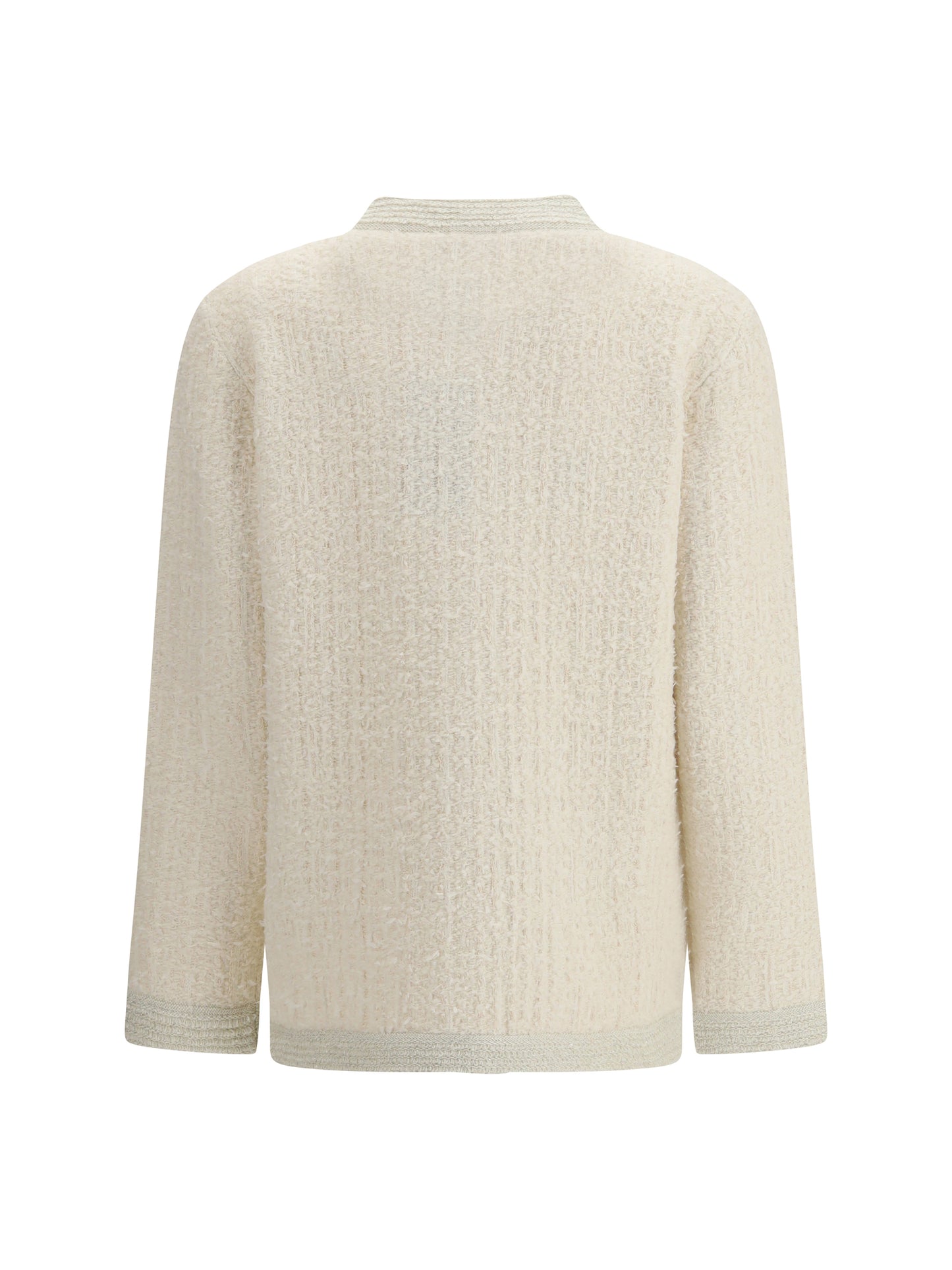 Cardigan Bouclé Lamé Wool Ivory/Silver