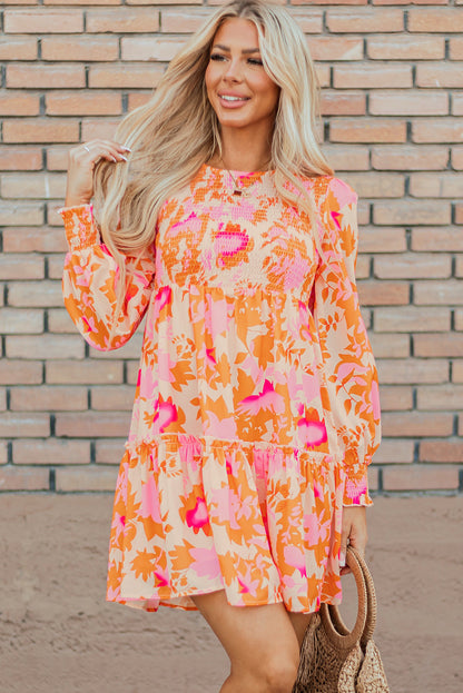 Threaded Pear Jane Sleeve Ruffle Mini Dress