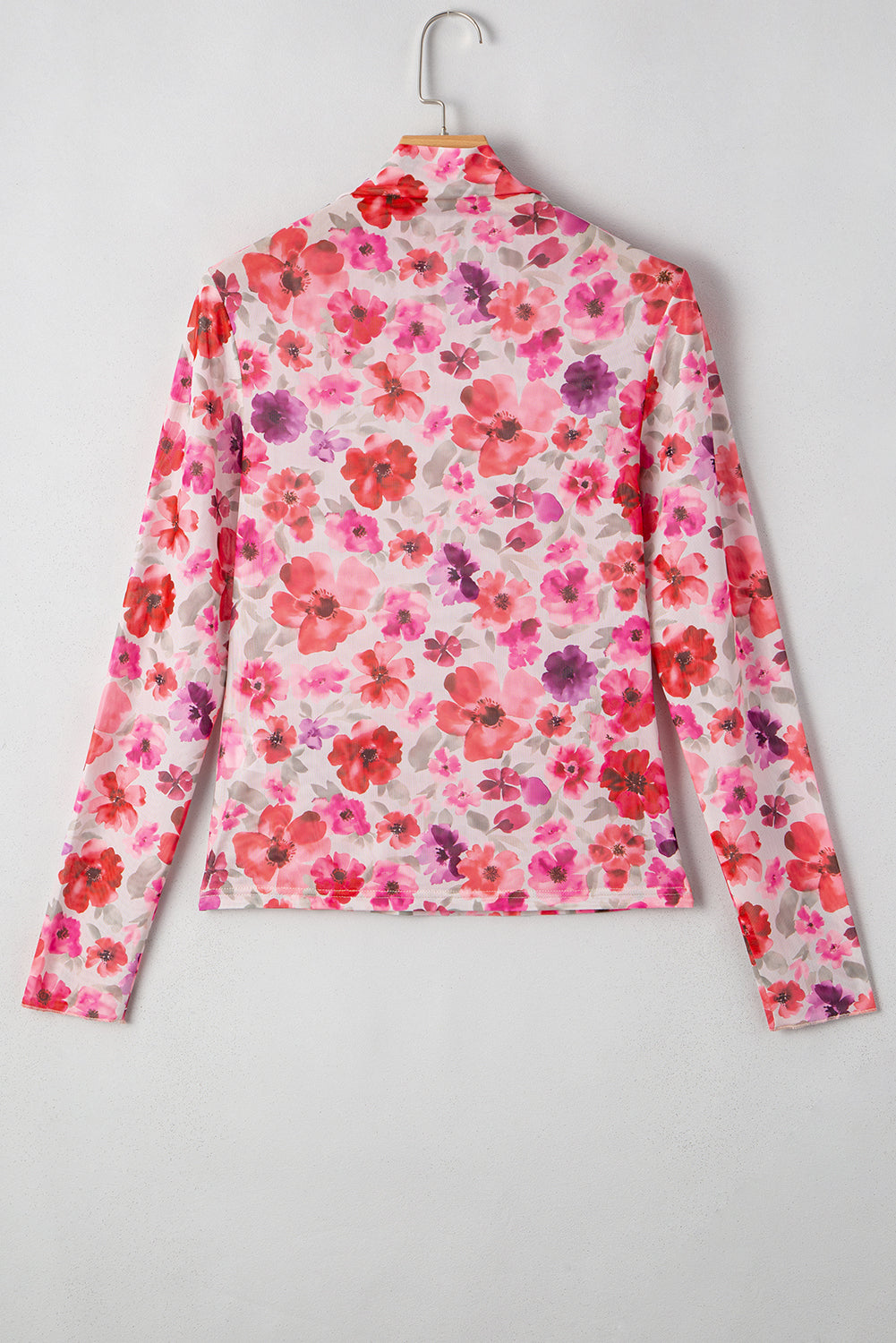 Threaded Pear Rosalie Floral Long Sleeve Slim Fit Mesh Top