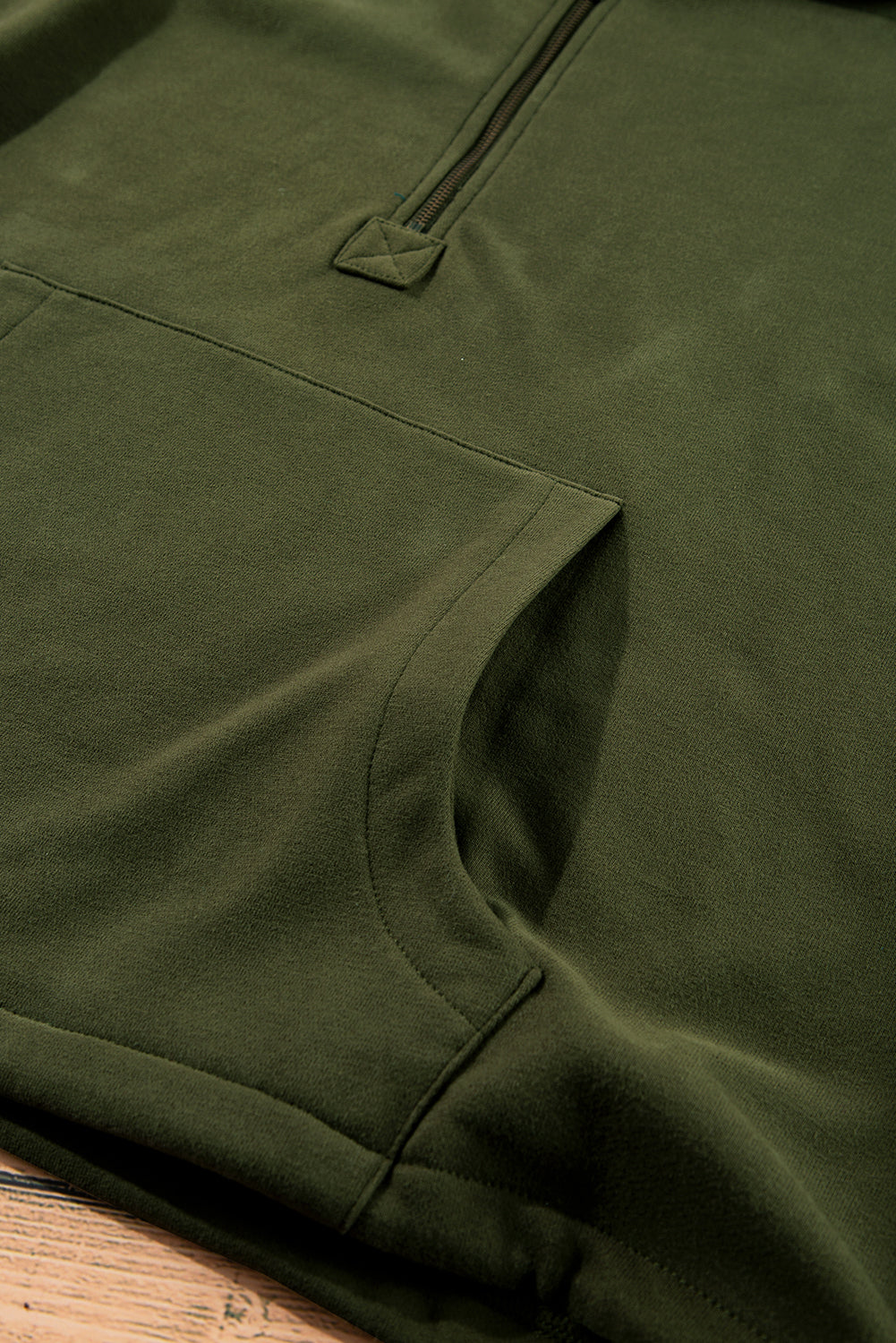 Threaded Pear Kate Fleece Lined Half Zipper Kangaroo Pockets Loose Hoodie