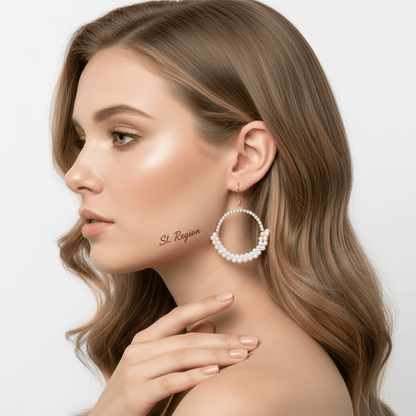 Pearl & Cubic Zirconia Goldtone Beaded Hoop Hook Earrings