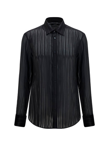 Shirt Striped Silk Gauze Black