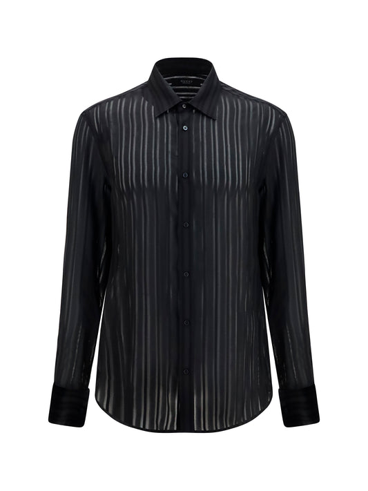 Shirt Striped Silk Gauze Black