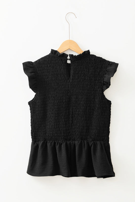 Threaded Pear Galilea Shirred Peplum Top