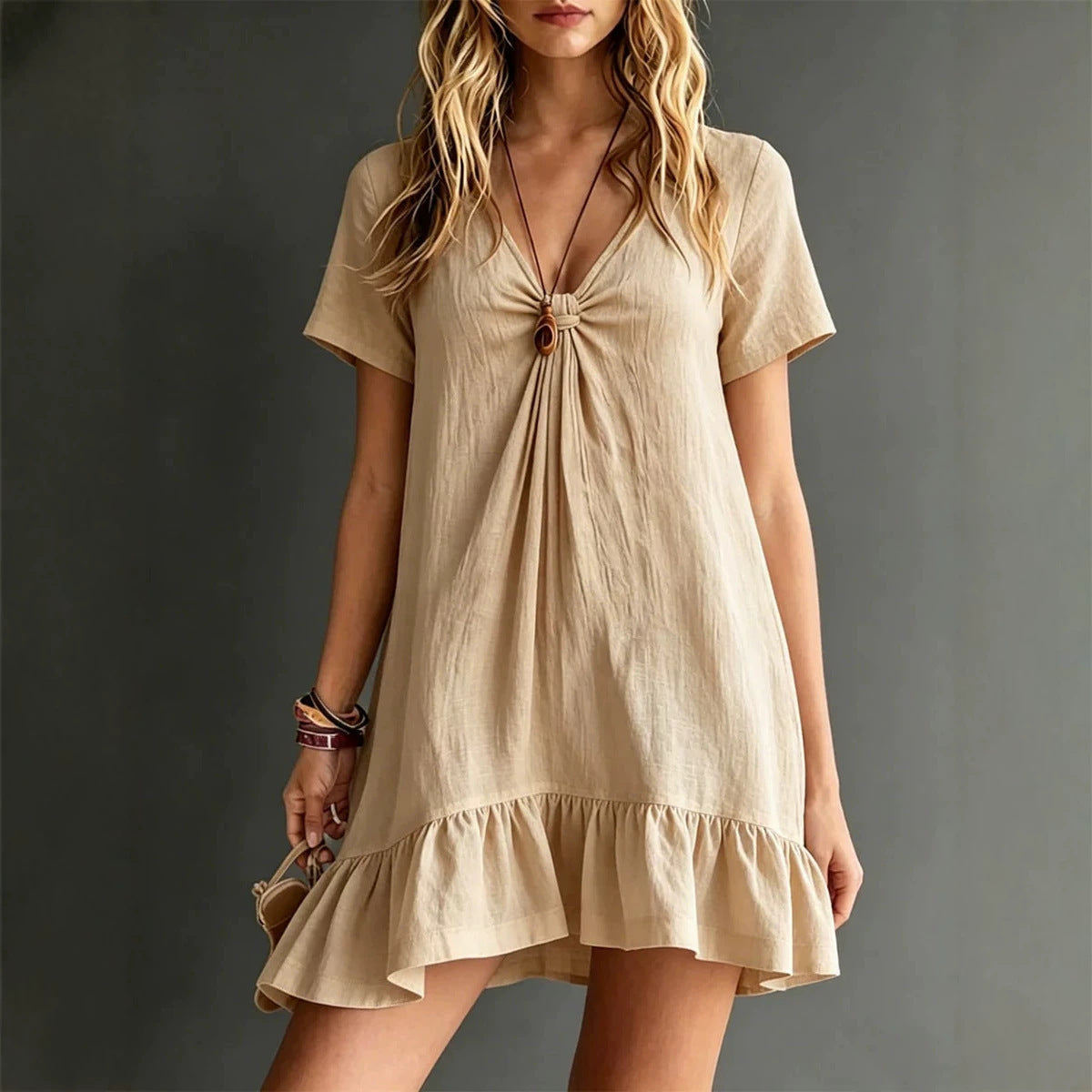 short sleeve silk midi dress Women's V-Neck Short-Sleeve Midi Dress – Ice Silk Crepe Loose Casual –  Zulily