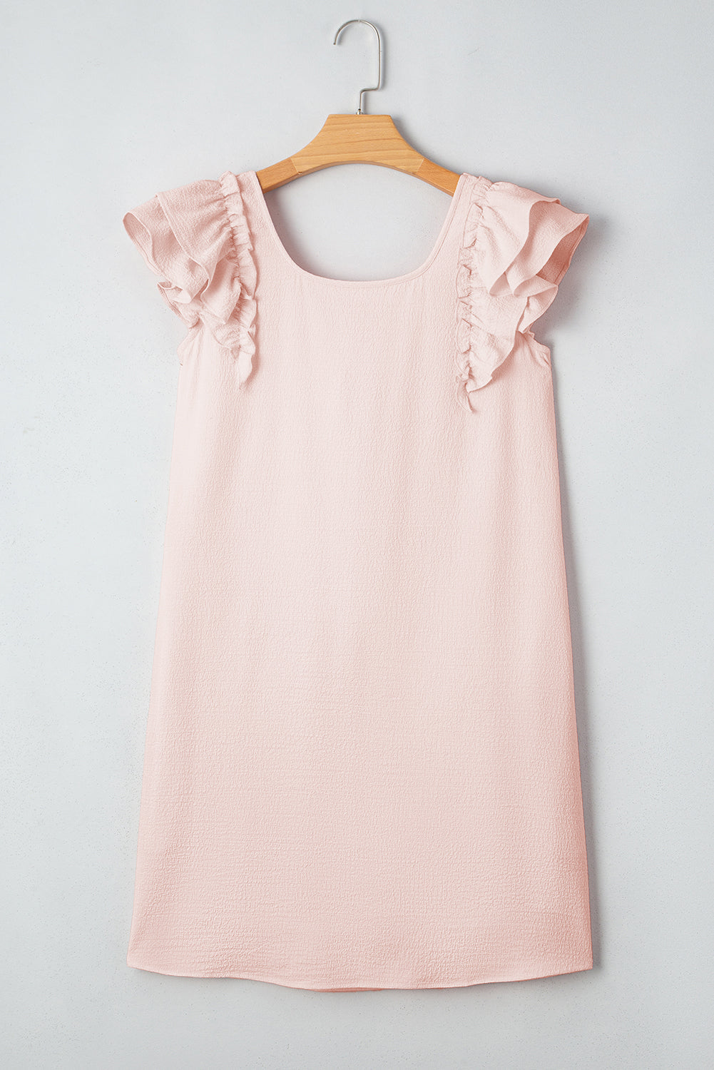 Threaded Pear Abigail Textured Flutter Sleeve Bow Back Mini Dress