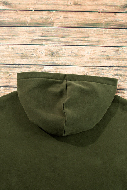 Threaded Pear Kate Fleece Lined Half Zipper Kangaroo Pockets Loose Hoodie