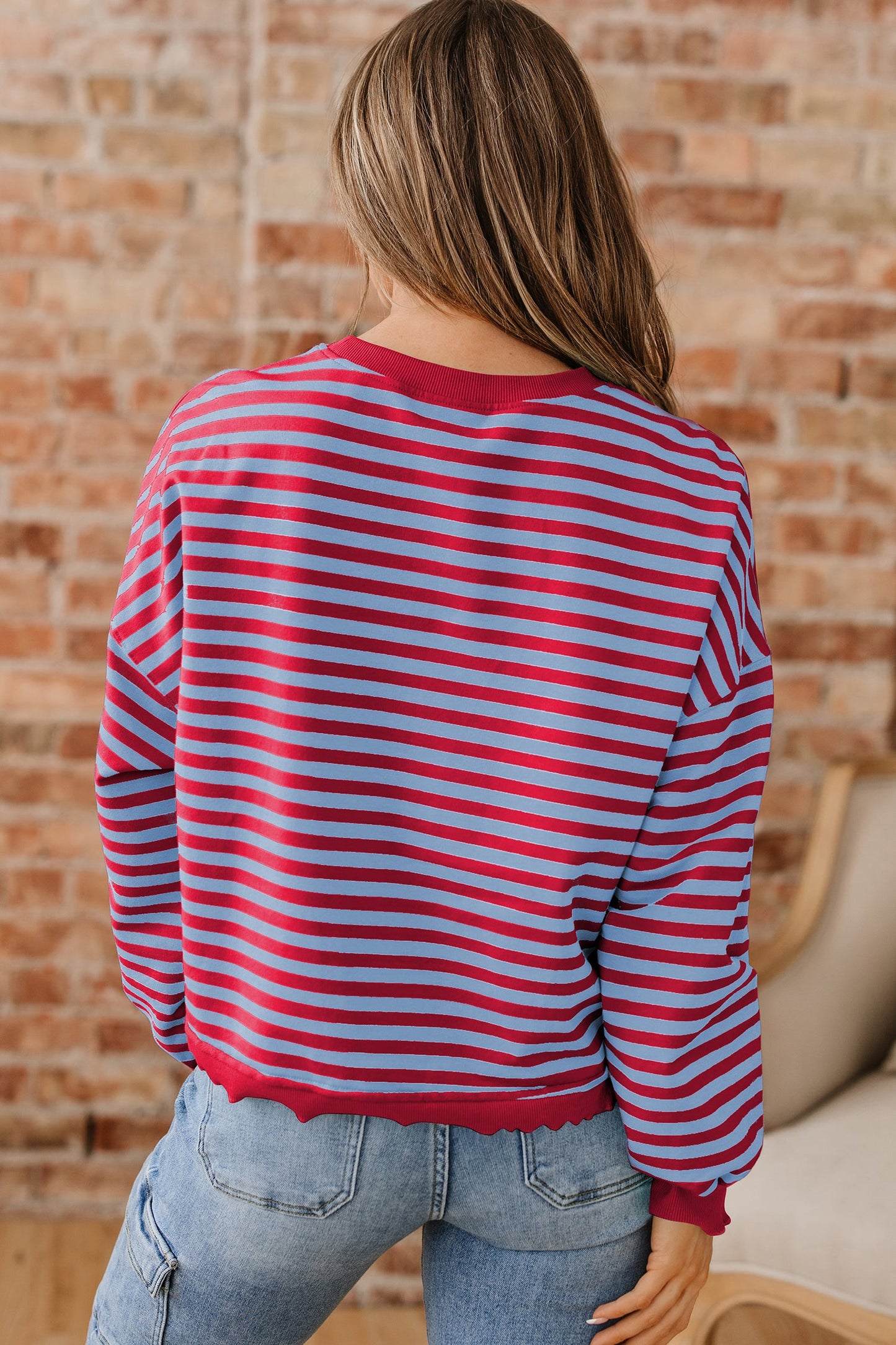 Threaded Pear Zuri Ribbed Trim Oversize Sweatshirt