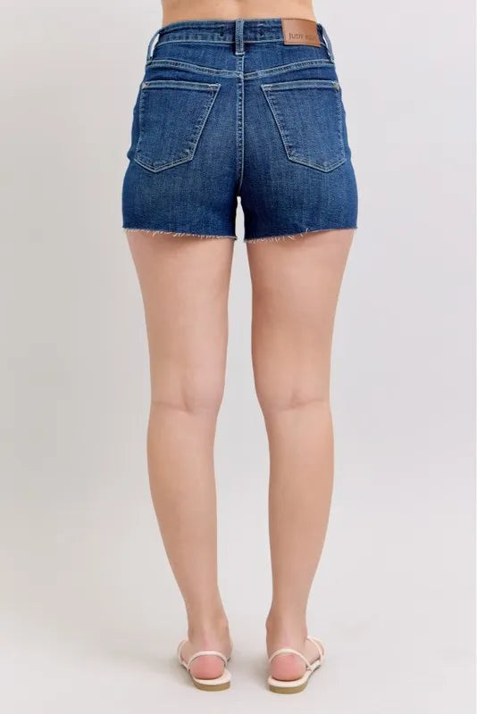 Judy Blue Full Size High Waist Criss-Cross Waistband Denim Shorts Plus Size
