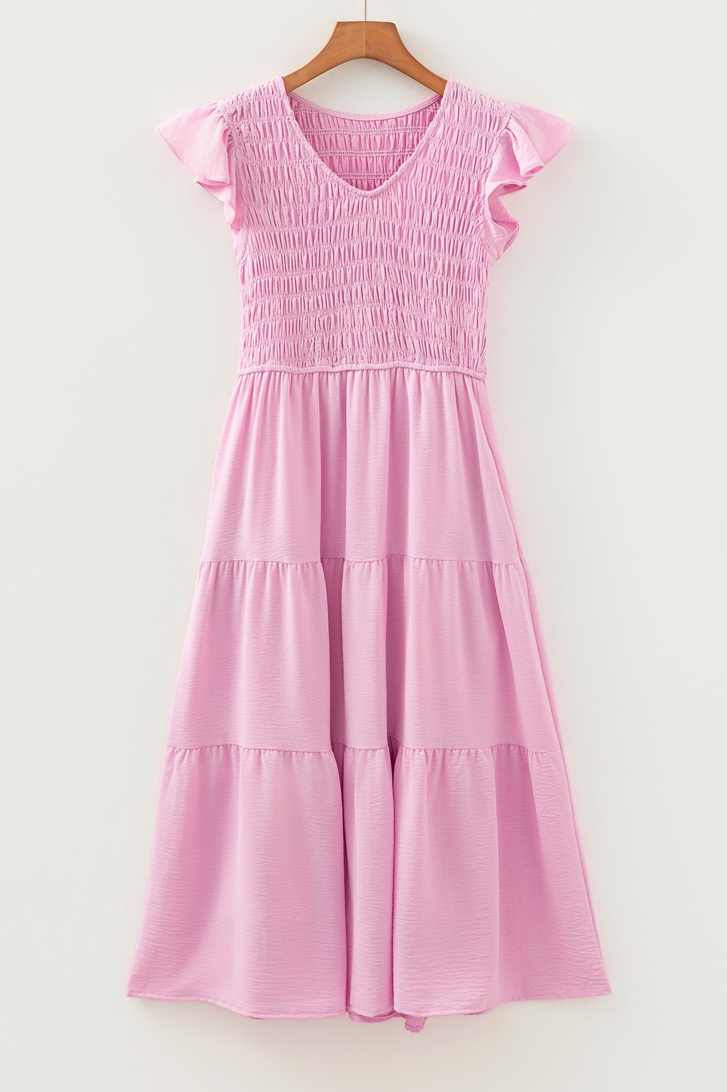 Threaded Pear Treasure Flare Tiered Midi Dress