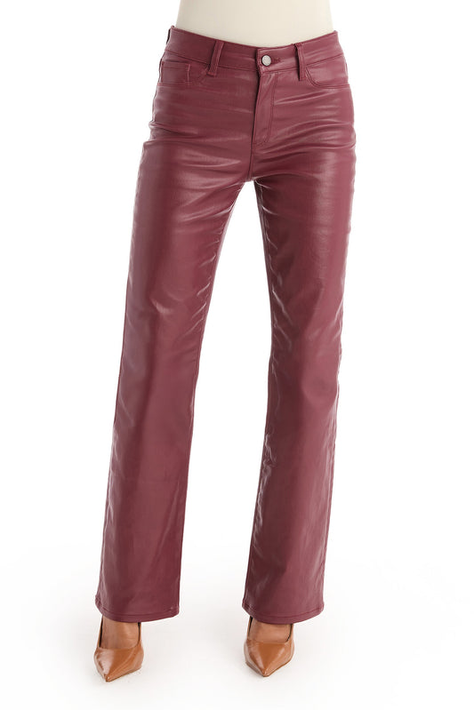 Aria Coated Flare Jean - Merlot