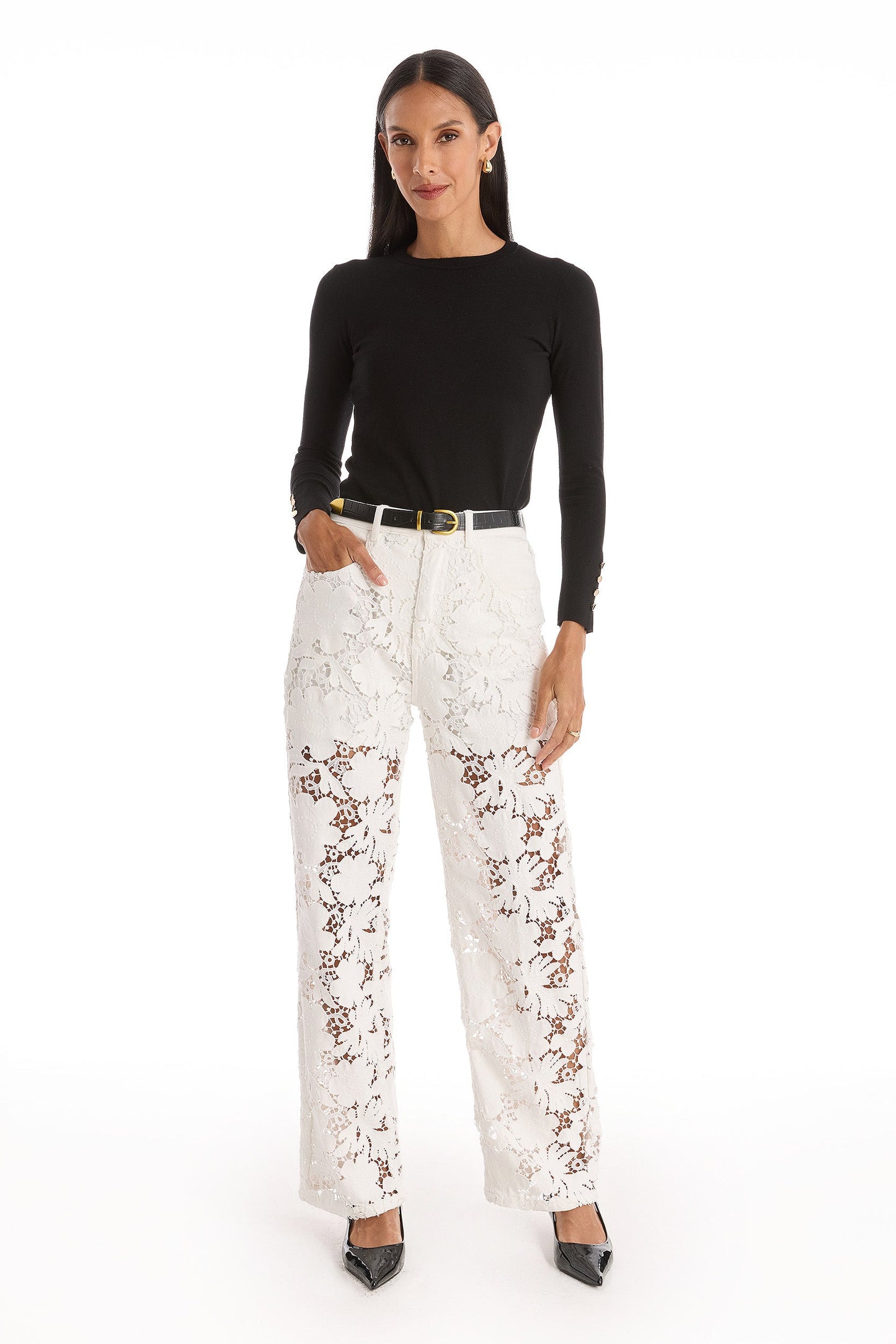 Celeste High Rise Jean - White