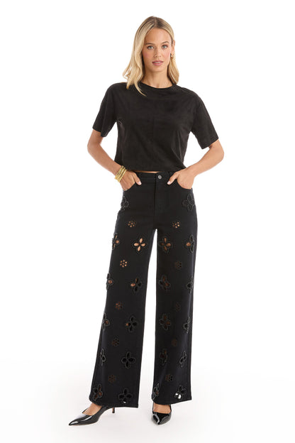Naya Suede T-Shirt - Black
