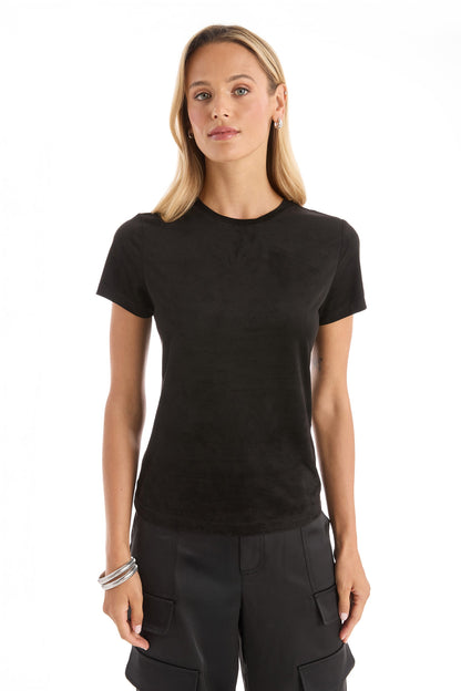 Amaya Suede T-Shirt - Black