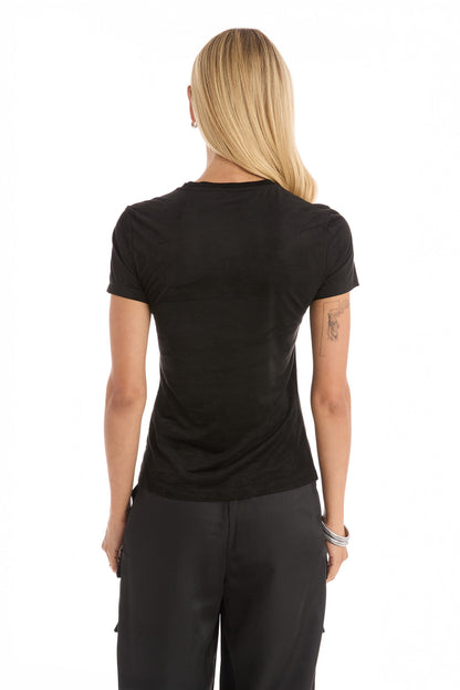 Amaya Suede T-Shirt - Black