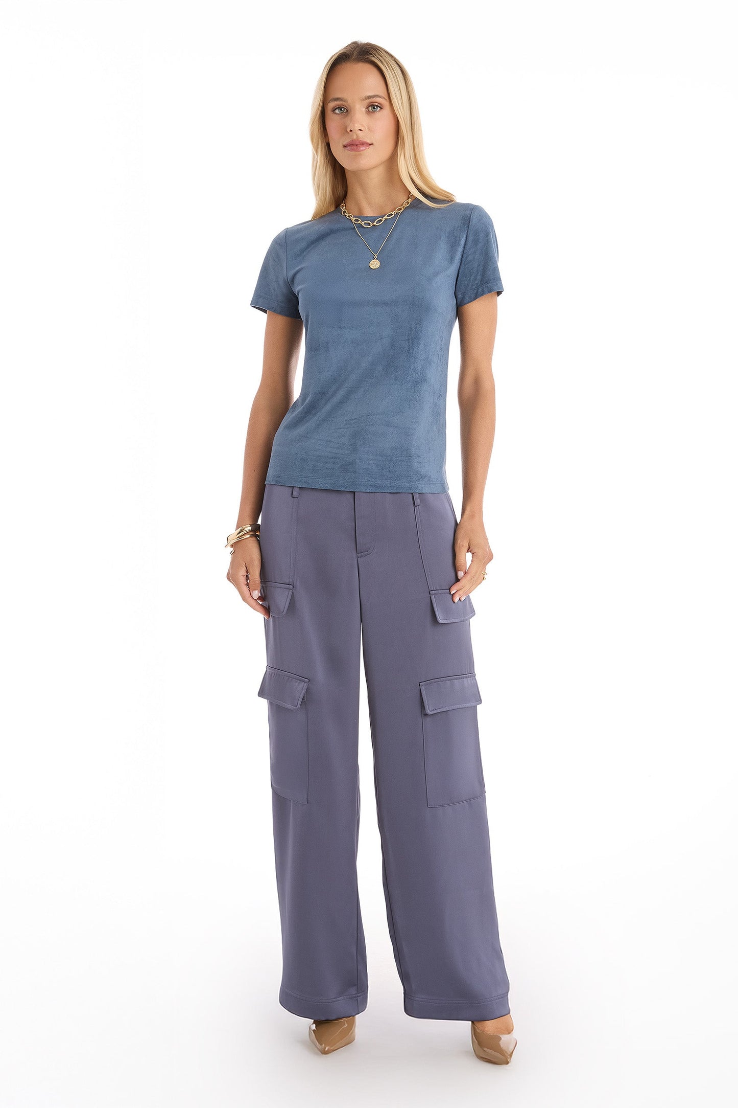 Amaya Suede T-Shirt - Blue