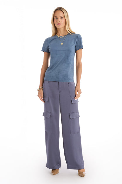Amaya Suede T-Shirt - Blue