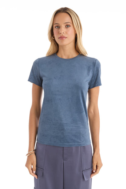 Amaya Suede T-Shirt - Blue