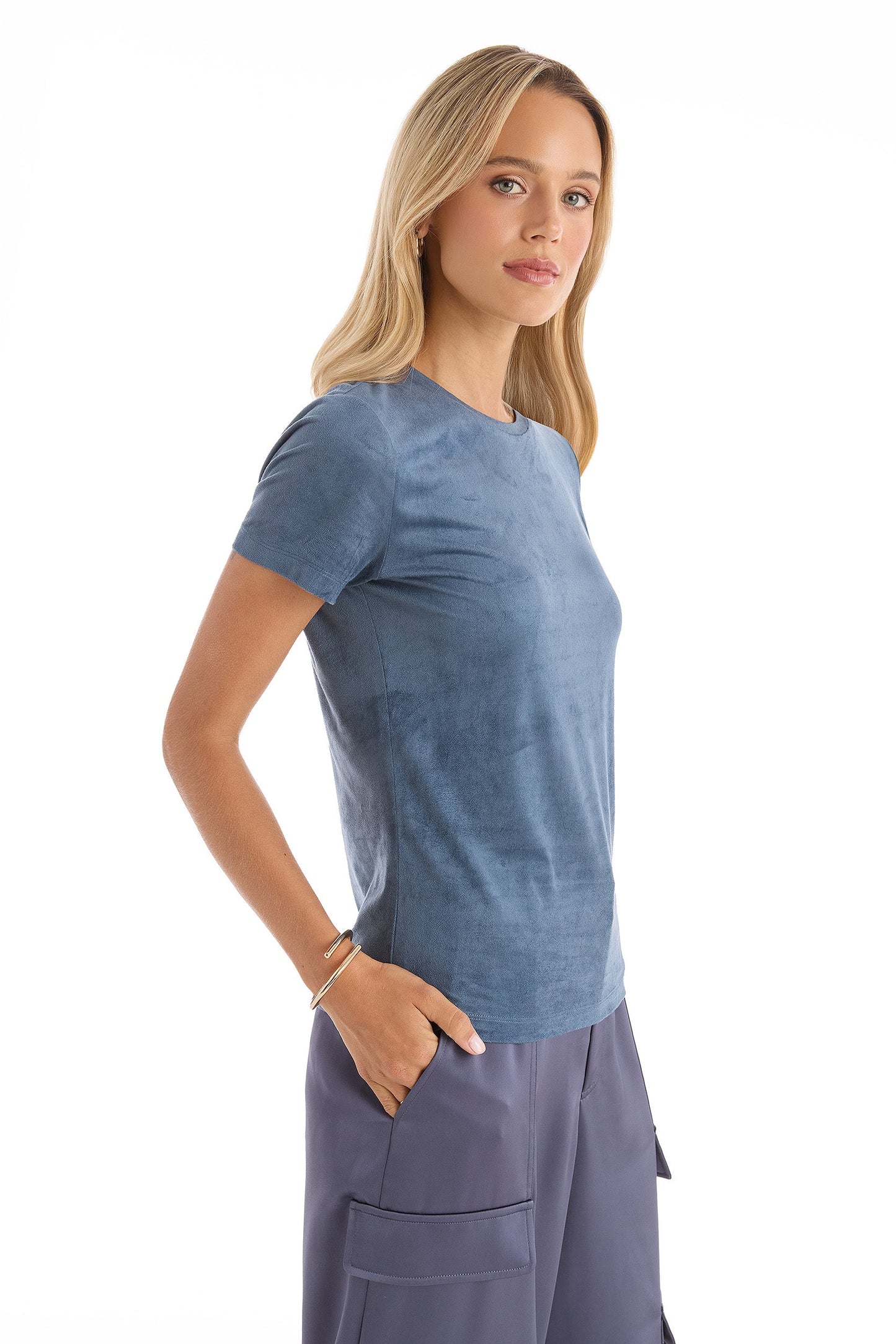 Amaya Suede T-Shirt - Blue