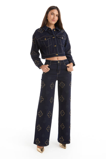 Kaia Studded Jacket - Indigo