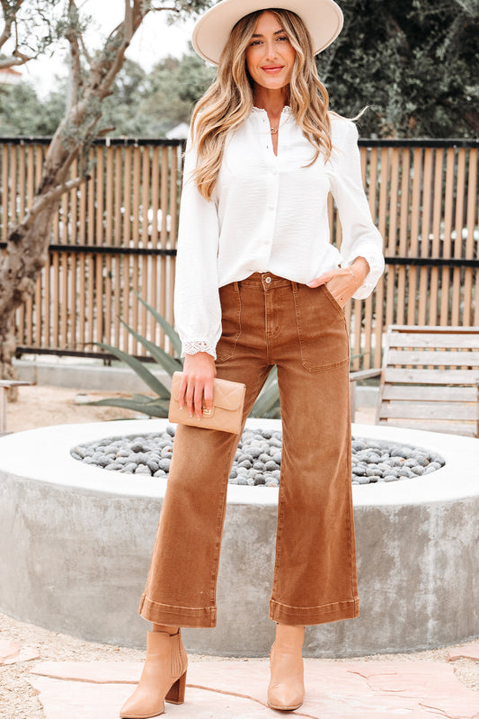 Threaded Pear Ivy Patchwork Stand Loose Shirt