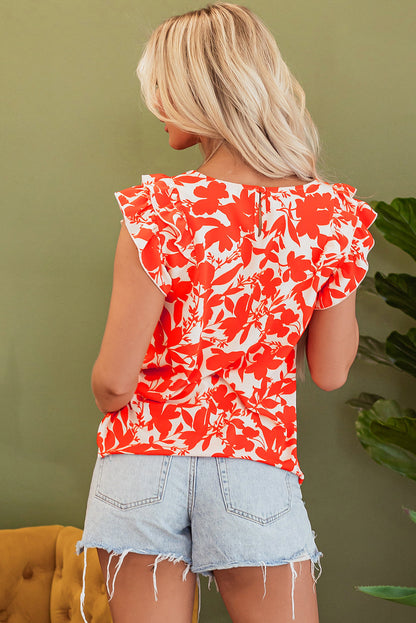 Threaded Pear Keilani Floral Ruffle Sleeve Top