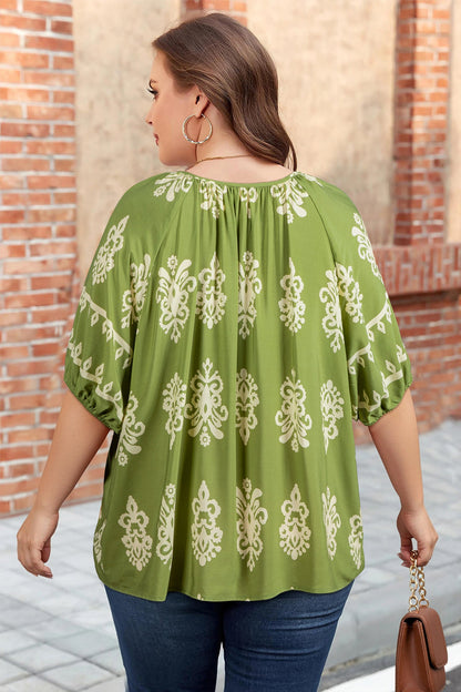 Threaded Pear Gabriella Floral Short Sleeve PLUS Top