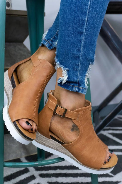 Threaded Pear Ashley Buckle Strap Platform Sandals