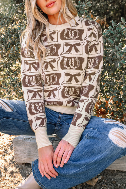 Threaded Pear Sofia Western Fashion Print Sweater