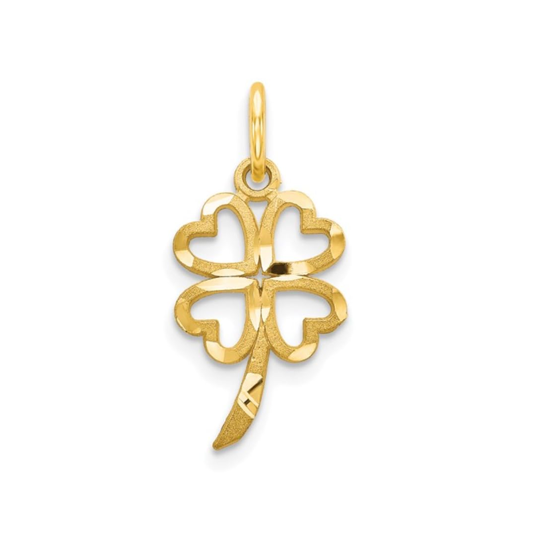 Good Luck Four Leaf Clover Charm 14K Yellow Gold Pendant