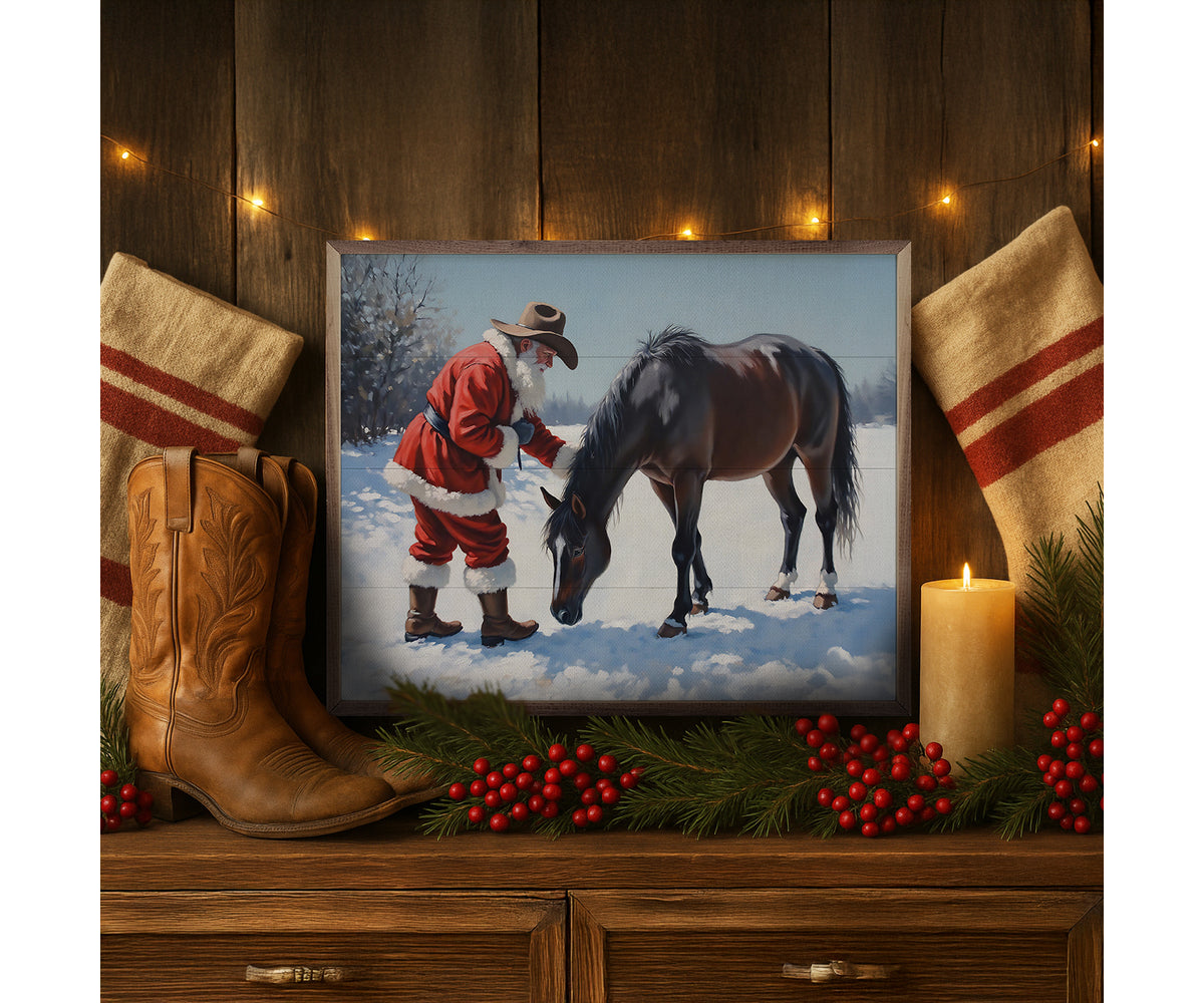 Kendrick Home Santa With Curious Black Horse