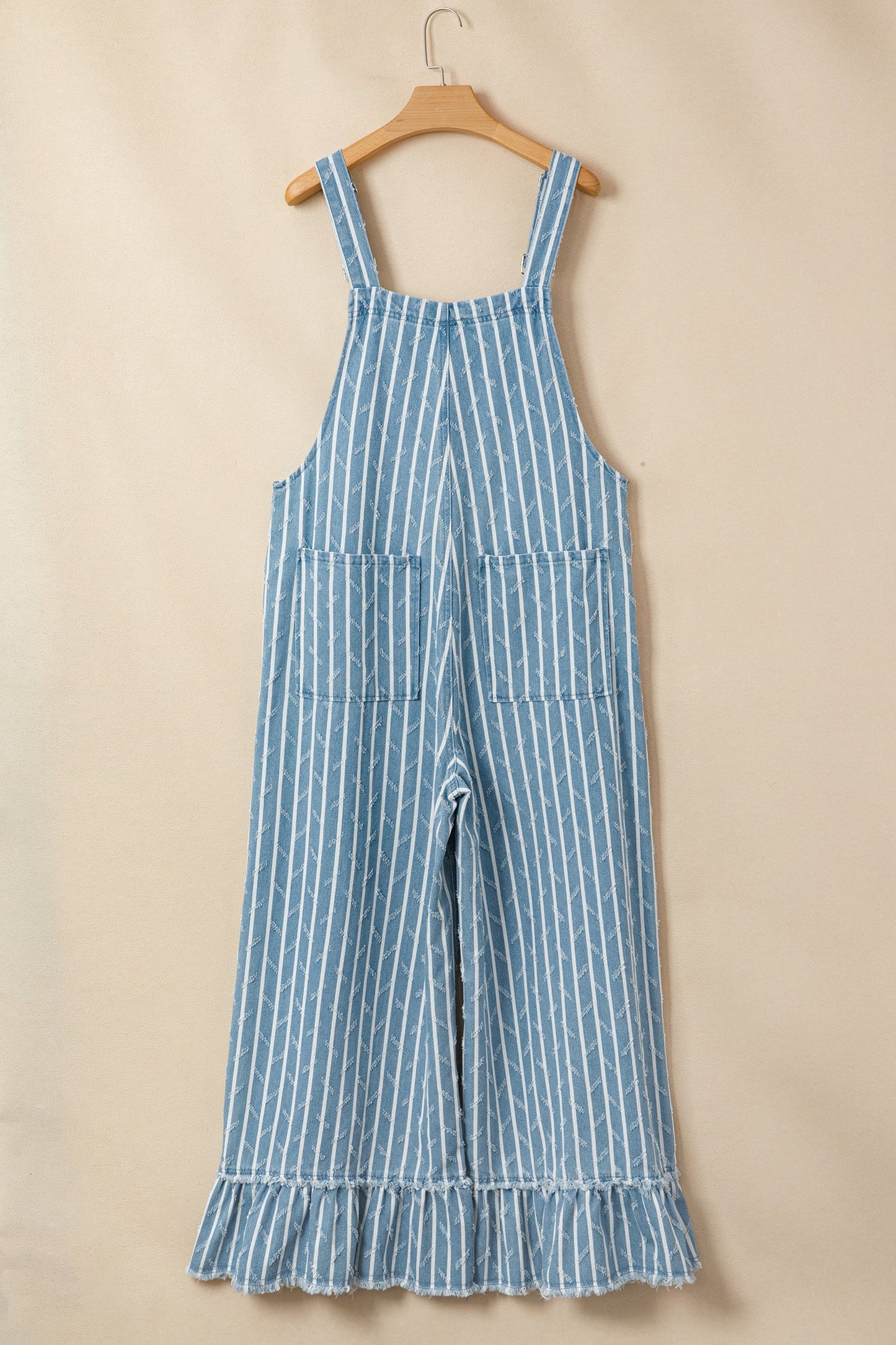 Threaded Pear Angel Ruffled Wide Leg Overalls