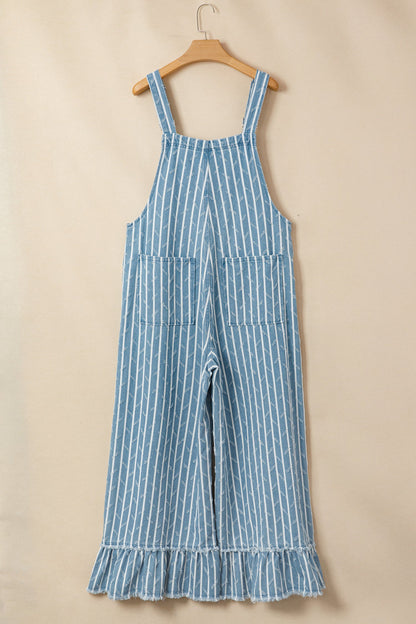 Threaded Pear Angel Ruffled Wide Leg Overalls