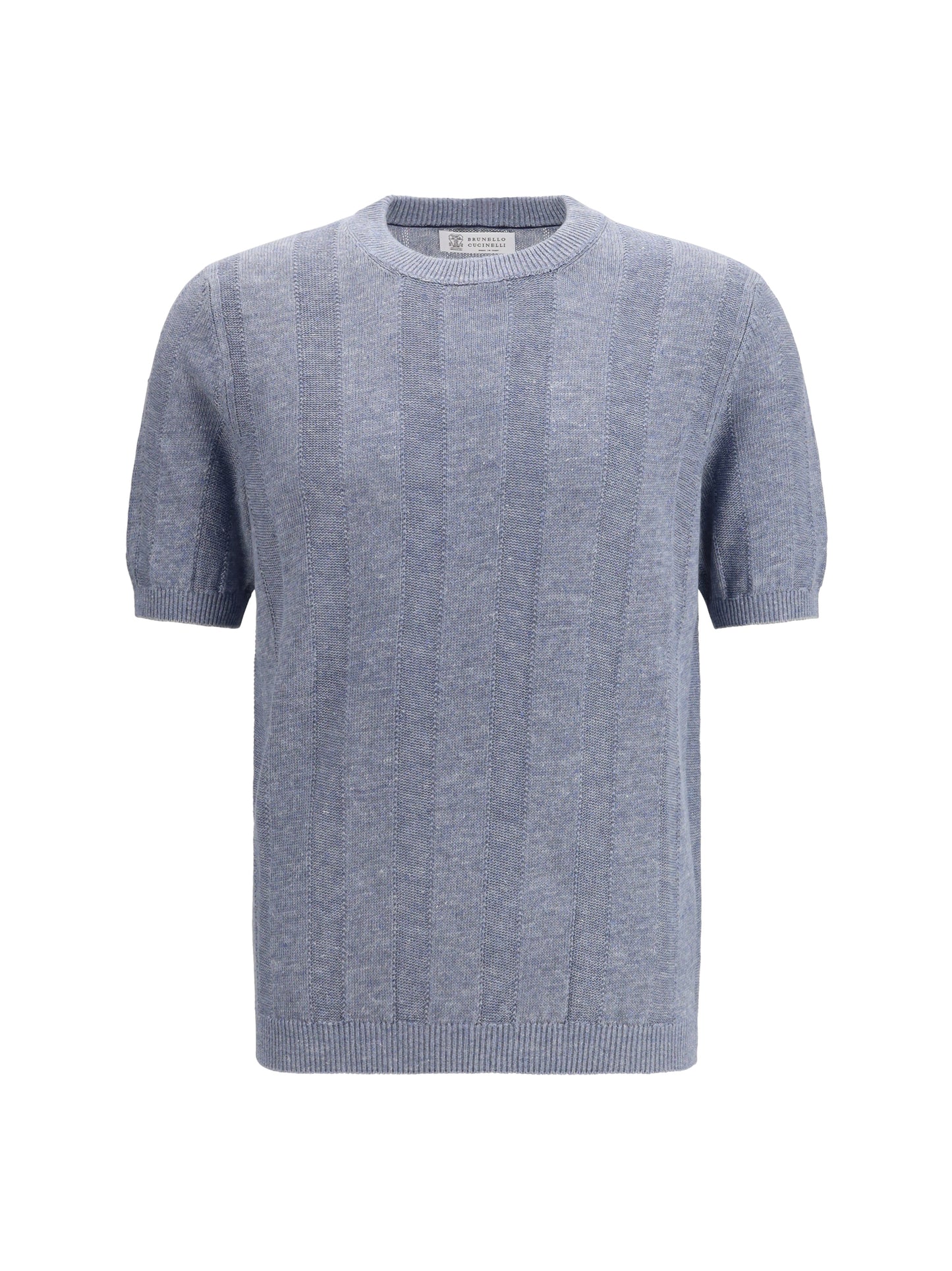 Short-Sleeve Knitted Top Linen-Blend