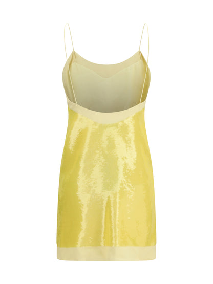 Mini Dress Sequined Soft Yellow