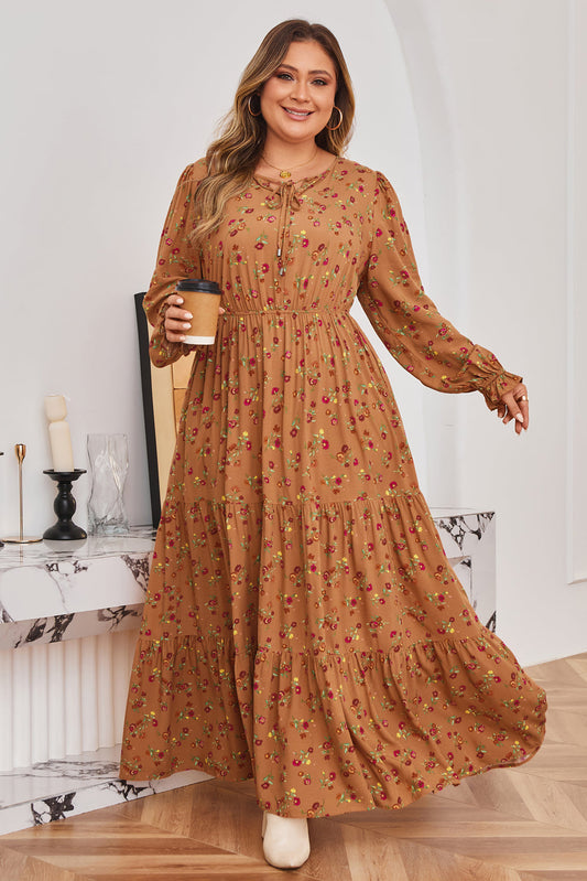 Threaded Pear Charleigh Sleeve Tiered Maxi PLUS Dress
