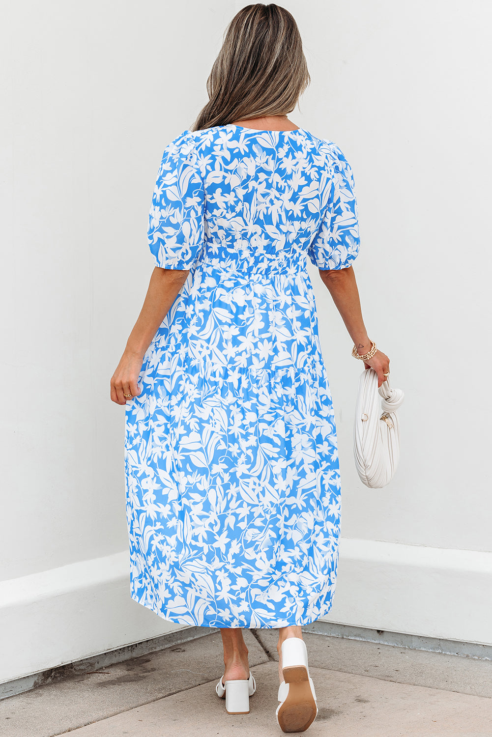 Threaded Pear Shannon Floral V Neck Long Dress
