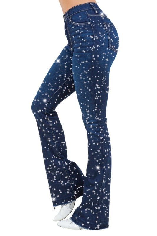 GJG Denim |Galaxy Glow Rhinestone Boot Cut Jean