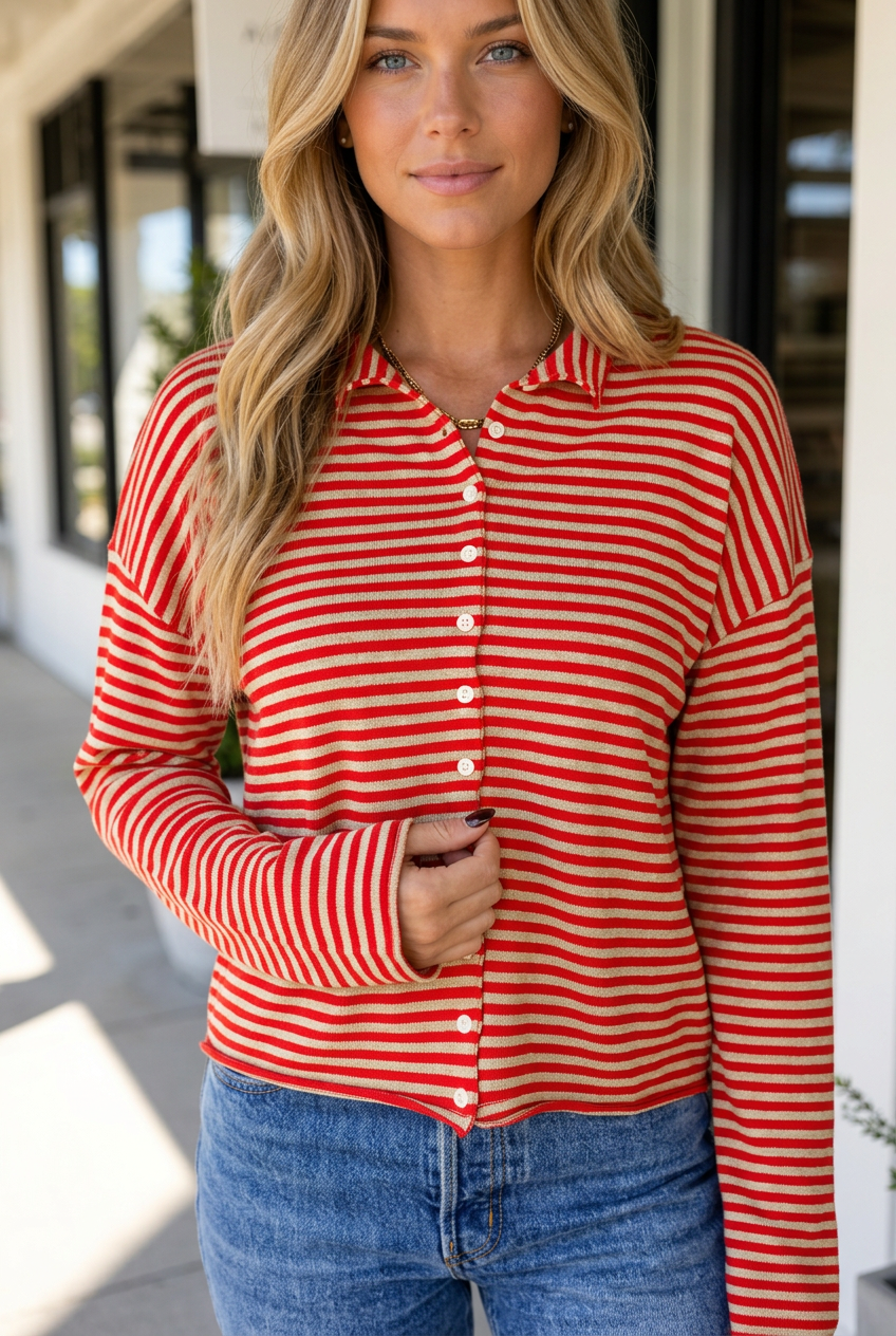 Threaded Pear Morgan Long Sleeve Knit Cardigan