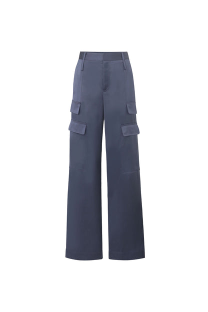 Milan Satin Cargo Pant - Navy