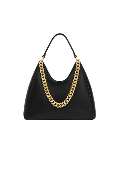 Tribeca Chain Leather Bag - Black